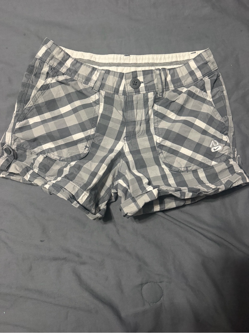 Nike Women’s Plaid Athletic Shorts - Gray & White